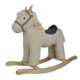 Tachan Cheval à bascule en pana beige avec son T01073, jouet équilibre 3 ans