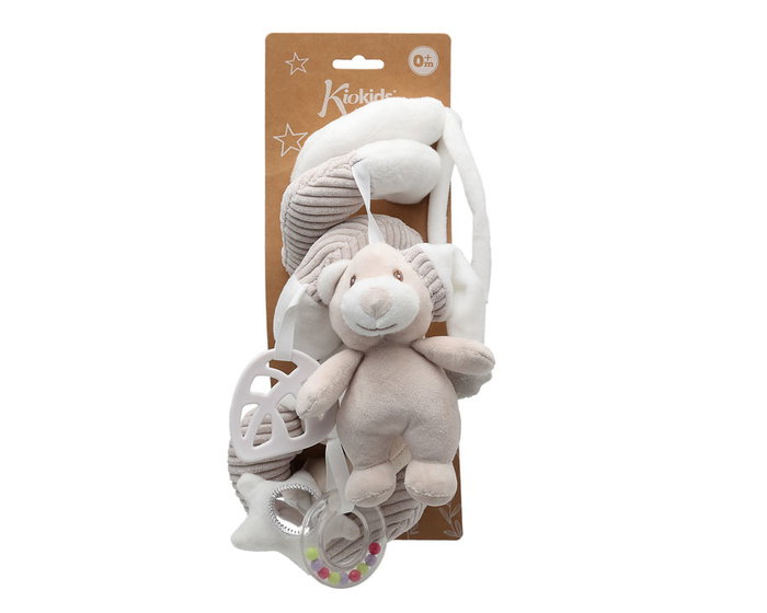 KioKids Peluche Ourson Spiral Beige, Jouet d'éveil avec Hochet, Étoile et Anneau de Dentition, Collection Dolci Amici, 0+ Mois KioKids Peluche Ourson Spiral Beige, Jouet d'éveil avec Hochet, Étoile et Anneau de Dentition, Collection Dolci Amici, 0+ Mois