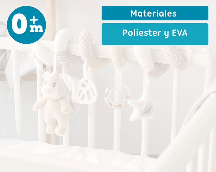 KioKids Peluche Ourson Spiral Beige, Jouet d'éveil avec Hochet, Étoile et Anneau de Dentition, Collection Dolci Amici, 0+ Mois KioKids Peluche Ourson Spiral Beige, Jouet d'éveil avec Hochet, Étoile et Anneau de Dentition, Collection Dolci Amici, 0+ Mois