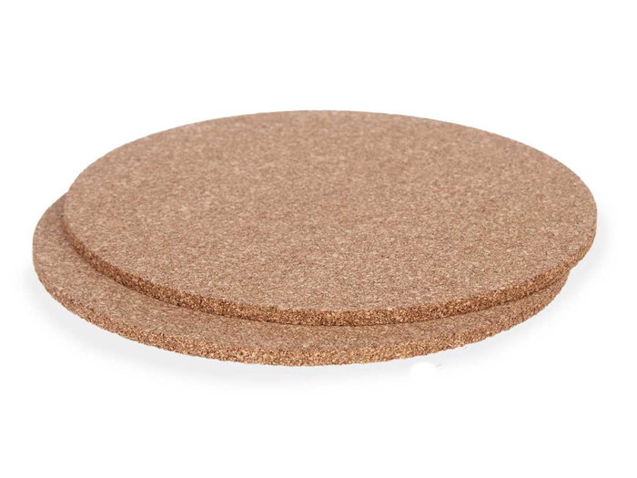 Kinvara Lot de 2 sets de table ronds en liège 18 cm naturels (Set de 12)