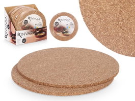 Kinvara Lot de 2 sets de table ronds en liège 18 cm naturels (Set de 12)