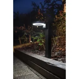 Galix Borne Solaire G4590B avec Détecteur de Mouvement, 1000 Lumens, Inox, H50 cm, Option Applique, Autonomie 15h, pour Jardin