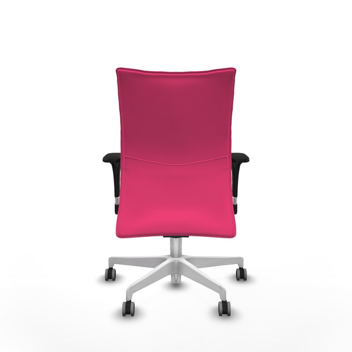 Piqueras Y Crespo Silla Albacete confidente, Similpiel Rose, Base Blanche, Accoudoirs 1D, Roues 65mm