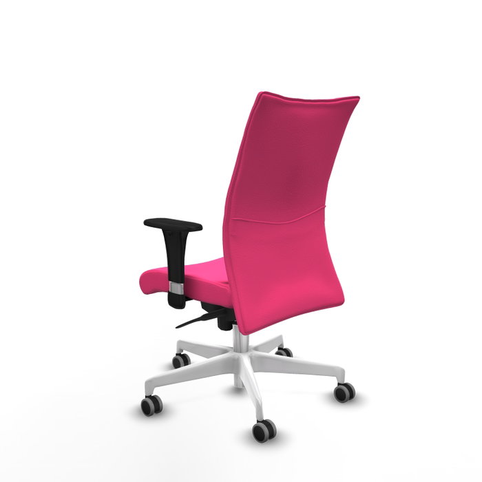 Piqueras Y Crespo Silla Albacete confidente, Similpiel Rose, Base Blanche, Accoudoirs 1D, Roues 65mm