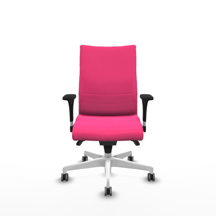 Piqueras Y Crespo Silla Albacete confidente, Similpiel Rose, Base Blanche, Accoudoirs 1D, Roues 65mm