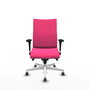 Piqueras Y Crespo Silla Albacete confidente, Similpiel Rose, Base Blanche, Accoudoirs 1D, Roues 65mm
