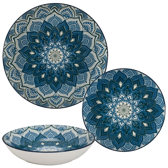 Home Deco Factory Vaisselle Mandala Bleu 12 pcs en Porcelaine Home Deco Factory Vaisselle Mandala Bleu 12 pcs en Porcelaine