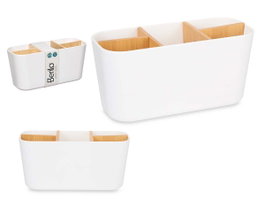 Berilo Organisateur Ovale 5 Compartiments Bambou Blanc 21x10x8 cm (Set de 6)