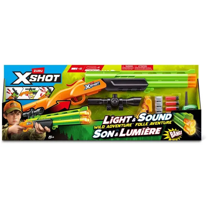 ZURU XSHOT Kit de jeu de rôle Fusil à pompe Big Hunter, avec viseur, couteau, talkie-walkie et accessoires - À partir de 5 ans ZURU XSHOT Kit de jeu de rôle Fusil à pompe Big Hunter, avec viseur, couteau, talkie-walkie et accessoires - À partir de 5 ans