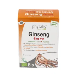 PHYSALIS Ginseng Forte 30 Comprimés, Complément Alimentaire Énergie Vitalité, Avec Panax Ginseng, Maca, Ashwagandha Bio, Vitamine C, Vegan