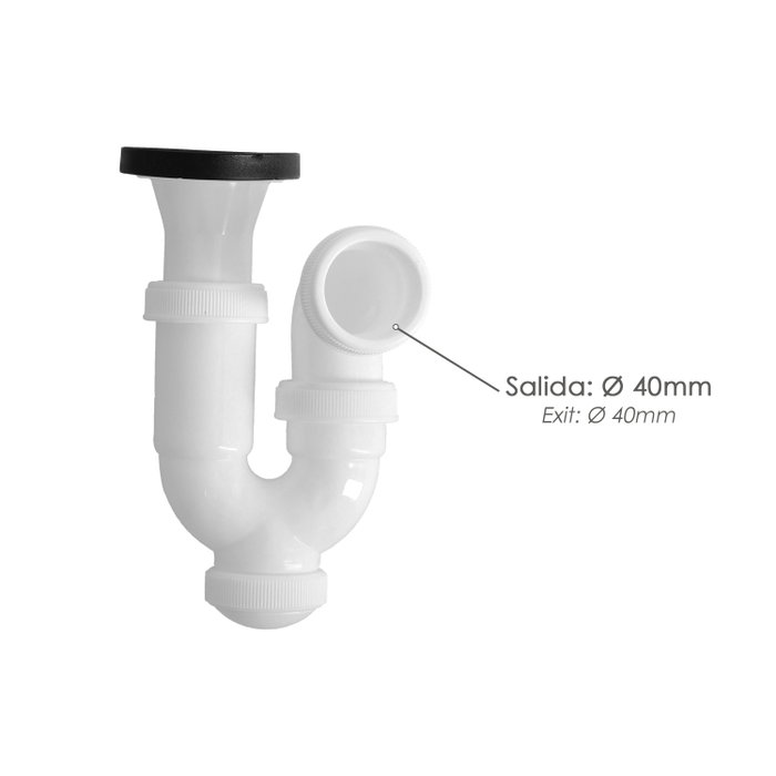 ABRISA Siphon courbe extensible T-30-C avec valve et bouchon 1 1/2 pouces, Ø 40 mm ABRISA Siphon courbe extensible T-30-C avec valve et bouchon 1 1/2 pouces, Ø 40 mm