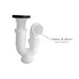 ABRISA Siphon courbe extensible T-30-C avec valve et bouchon 1 1/2 pouces, Ø 40 mm