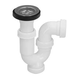 ABRISA Siphon courbe extensible T-30-C avec valve et bouchon 1 1/2 pouces, Ø 40 mm
