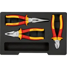 Bosch Set de pinces VDE isolées 1000V - 3 pièces, acier chrome-vanadium pour travaux électriques professionnels