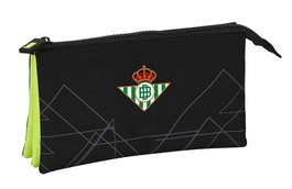 Safta Portatodo Triple Real Betis Balompie, Sac 3 compartiments polyester 600D, 22 x 12 x 3 cm, Noir et vert lime, Dès 3 ans