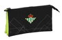 Safta Portatodo Triple Real Betis Balompie, Sac 3 compartiments polyester 600D, 22 x 12 x 3 cm, Noir et vert lime, Dès 3 ans