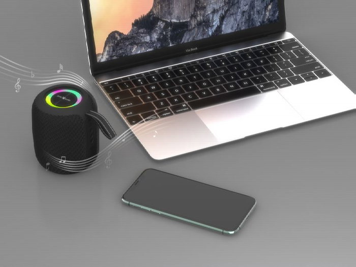 GEMBIRD SPK-BT-LED-05-BK Haut-parleur Bluetooth portable avec LED RGB - Noir