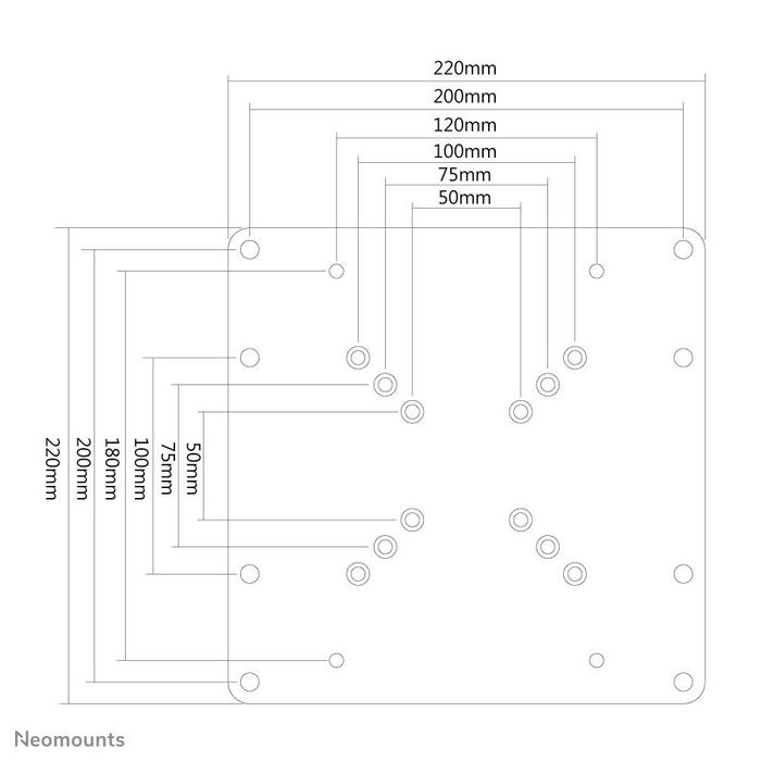 Neomounts Adaptateur VESA FPMA-VESA200 pour écrans jusqu'à 42" / 106 cm - Compatible Normes VESA (200x200, 100x200) - Capacité de charge 35 kg