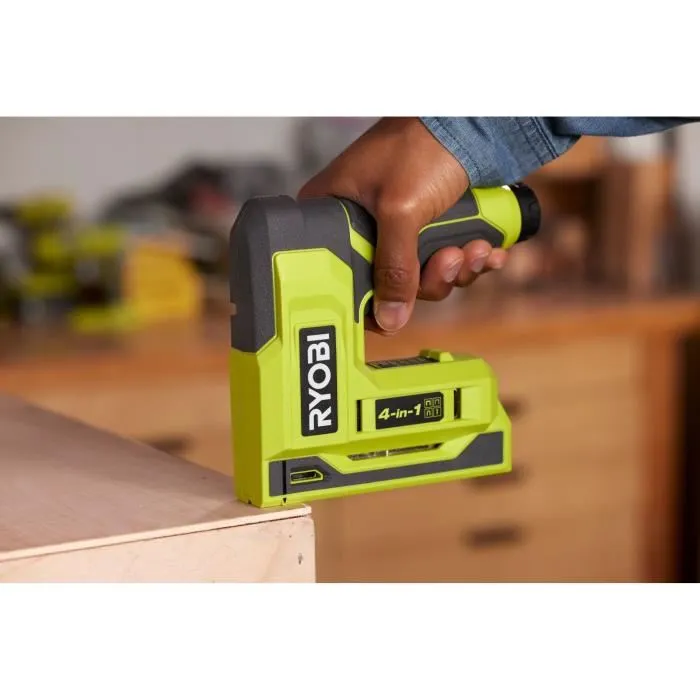 Ryobi Agrafeuse-Cloueuse 4V USB Lithium - Compatible Agrafes T50, JT21, T25 et Pointes 18G - Livrée avec 1100 Agrafes T50 et 250 Pointes 18G