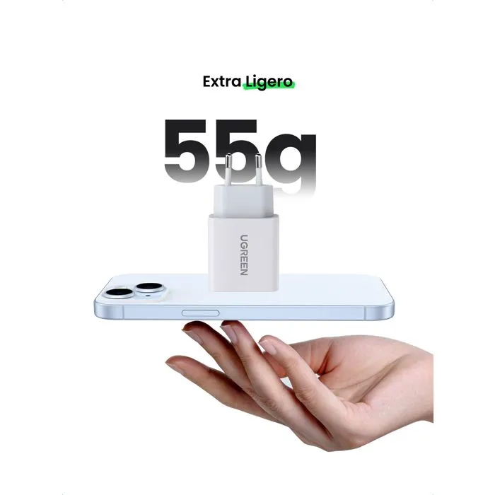 UGREEN Chargeur Secteur 20W USB-C PD Blanc - 1 Port - Recharge Rapide pour Smartphone et Tablette