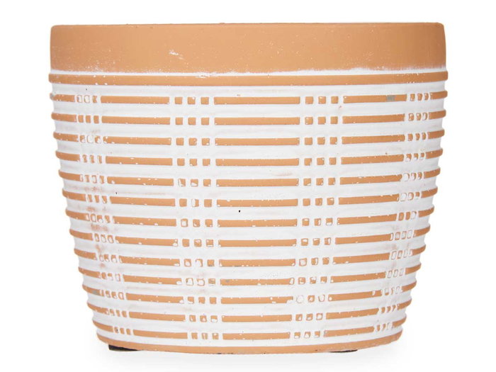 Ibergarden Pot en terre cuite rayée rond marron 12,5x10 cm (Set de 12)