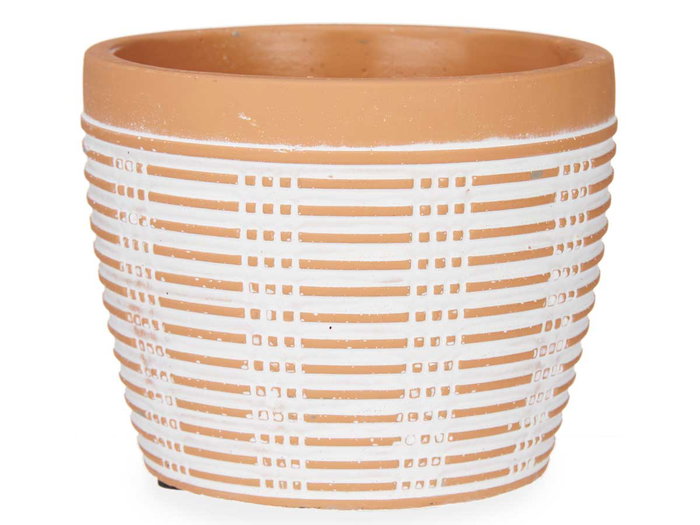 Ibergarden Pot en terre cuite rayée rond marron 12,5x10 cm (Set de 12)