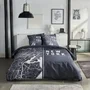 Today JAVA - Parure de lit 2 personnes 240x220 cm - 100% coton - Imprimé New York noir - Housse de couette + 2 taies