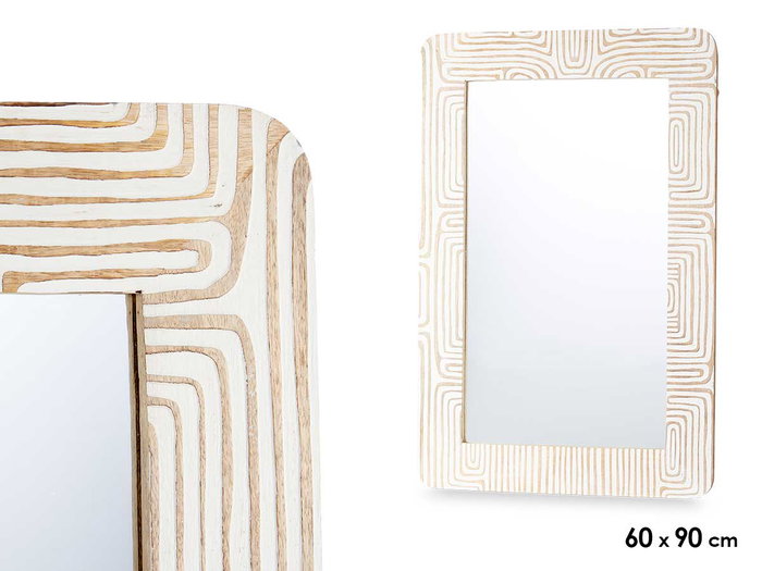 Giftdecor Miroir 60x90 cm Courbes Naturel Blanc Giftdecor Miroir 60x90 cm Courbes Naturel Blanc