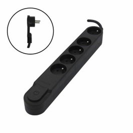 Chacon Bloc multiprise 5 prises 16 A avec interrupteur, fiche plate, câble 1,5 m noir