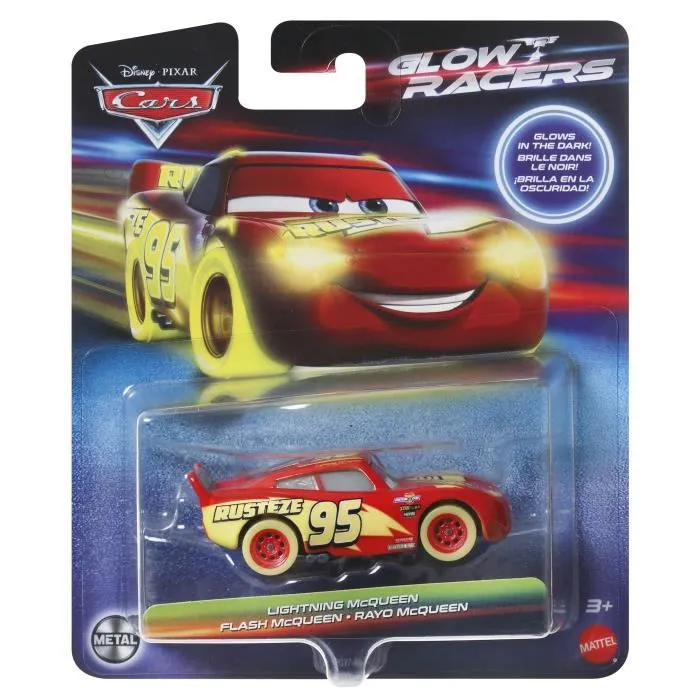 Mattel - Lot de 5 véhicules Mini Cars en die-cast 1:55 phosphorescents - Personnages brillent dans le noir - Jouet enfant à partir de 3 ans