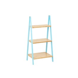 BERILO Étagère échelle 3 étagères Bambou Bleu