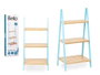 Berilo Étagère Escalier 3 Niveaux Bambou Bleu Naturel 40x81x30 cm
