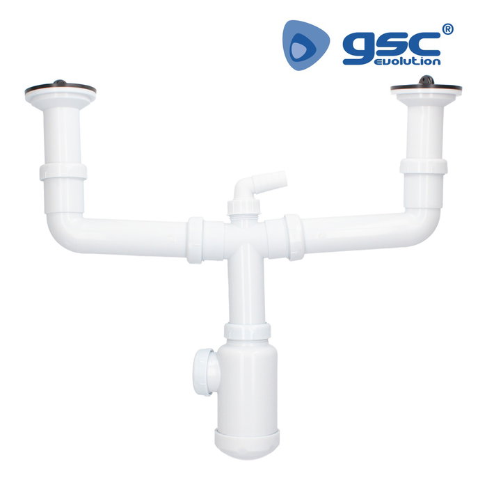 Gifont Siphon double pour évier avec valves
