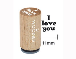 Woodies Sceau mini en bois et caoutchouc I love you 15x25mm