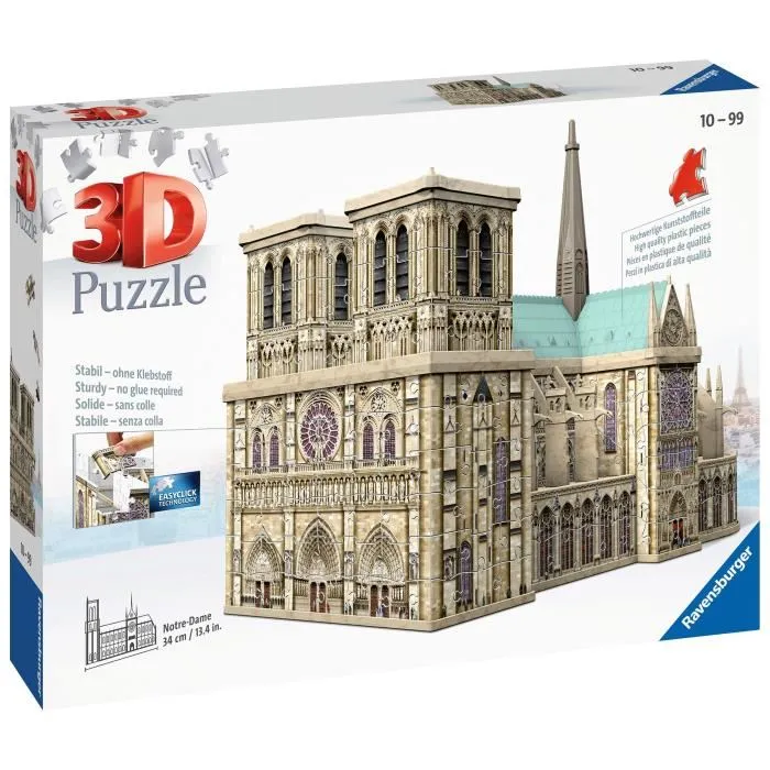 Ravensburger - Puzzle 3D Notre-Dame de Paris - Paysage et nature - 216 pièces - À partir de 12 ans