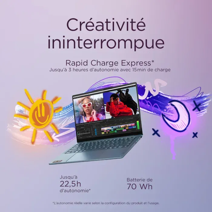 PC Portable Lenovo Yoga Slim 7 14AKP10 - Windows 11 - Écran 14'' OLED - Processeur AMD Ryzen 7 AI 350 - Copilot+ - 32 Go RAM - 1 To SSD - Clavier AZERTY PC Portable Lenovo Yoga Slim 7 14AKP10 - Windows 11 - Écran 14'' OLED - Processeur AMD Ryzen 7 AI 350 - Copilot+ - 32 Go RAM - 1 To SSD - Clavier AZERTY