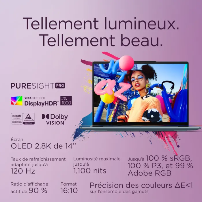 PC Portable Lenovo Yoga Slim 7 14AKP10 - Windows 11 - Écran 14'' OLED - Processeur AMD Ryzen 7 AI 350 - Copilot+ - 32 Go RAM - 1 To SSD - Clavier AZERTY PC Portable Lenovo Yoga Slim 7 14AKP10 - Windows 11 - Écran 14'' OLED - Processeur AMD Ryzen 7 AI 350 - Copilot+ - 32 Go RAM - 1 To SSD - Clavier AZERTY