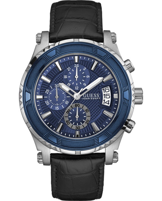 Guess W0673G4 avec cadran bleu et bracelet en cuir noir Guess W0673G4 avec cadran bleu et bracelet en cuir noir