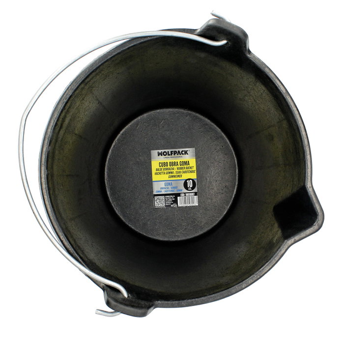 WOLFPACK LINEA PROFESIONAL Seau de Chantier Industriel en Caoutchouc 10 Litres Noir