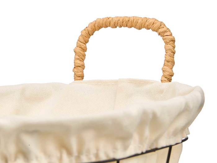 KINVARA Cesta métallique ovale en tissu Beige