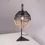 Lámpara de Mesa Lampe de table décorative Granada SKD-T1021 en rotin naturel et métal noir - Douille E27 - Ambiances naturel, méditerranéen, boho-chic