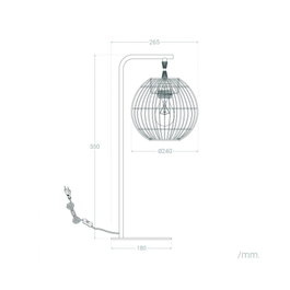Lampe de table Granada en rotin et métal noir
