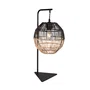 Lámpara de Mesa Lampe de table décorative Granada SKD-T1021 en rotin naturel et métal noir - Douille E27 - Ambiances naturel, méditerranéen, boho-chic