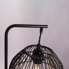 Lampe de table Granada en rotin et métal noir