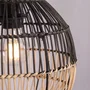 Lámpara de Mesa Lampe de table décorative Granada SKD-T1021 en rotin naturel et métal noir - Douille E27 - Ambiances naturel, méditerranéen, boho-chic