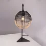 Lámpara de Mesa Lampe de table décorative Granada SKD-T1021 en rotin naturel et métal noir - Douille E27 - Ambiances naturel, méditerranéen, boho-chic