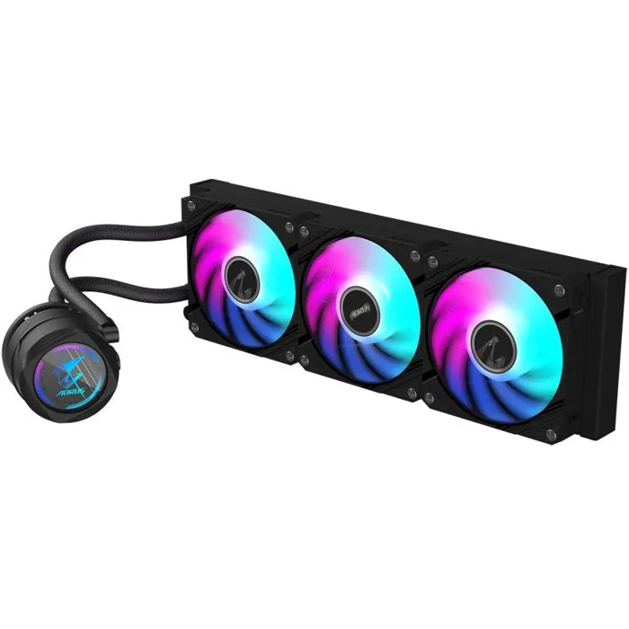 GIGABYTE AORUS WATERFORCE II 360 - Refroidisseur liquide AIO pour processeur avec ventilateurs ARGB 120 mm, radiateur 360 mm, compatible Intel et AMD