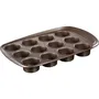 Pyrex 1452002 Moule à Muffins 12 Trous en Acier Carbone Antiadhésif, Poignée Extra-Large, Pour Four et Lave-Vaisselle, 38x25 cm
