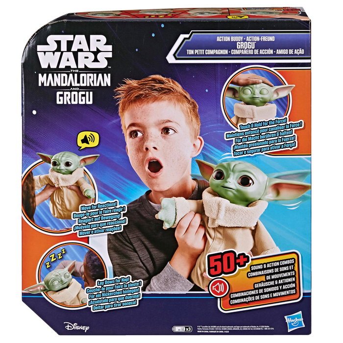 Hasbro - Figurine d'action interactive Grogu 25 cm avec sons - Jouet Star Wars - Plus de 50 réactions (Voix: FR, EN, DE, IT, PT, ES) - À partir de 4 ans
