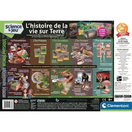 Clementoni - Coffret Scientifique L'Histoire de la Vie sur Terre - Plus de 50 Expériences de Géologie, Volcanologie, Botanique, Paléontologie & Anatomie avec Réalité Augmentée